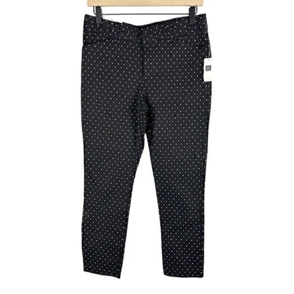 Gap Slim City Crop Ankle Slim Leg Jeans Pants Silver Star Print Black Size 6‎